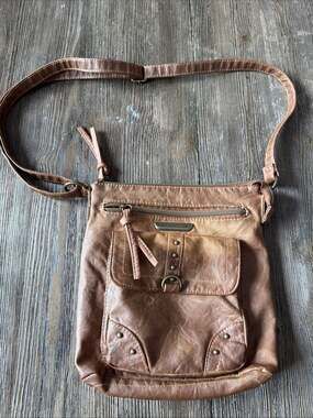 Stone & Co Purse Brown Faux Leather Handbag Crossbody Bag Adjustable Strap